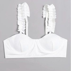 Rib Frill Trim Underwire Bikini Top